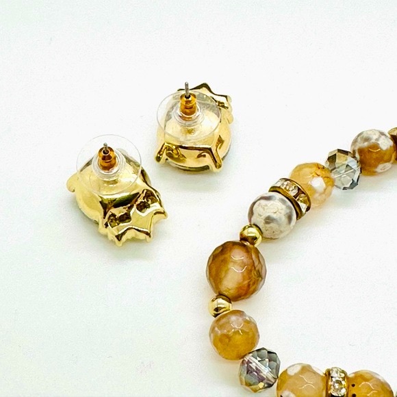 🔥 Gorgeous Smoky Crystal Earrings & Agate Bracelet - Picture 10 of 16